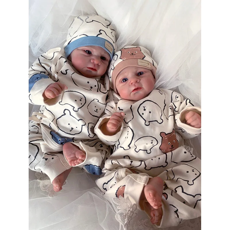 

19inch Reborn Baby Doll Twins Elijah Make-up Handmade 3D Skin Multiple Layers Painting Collectible Art Doll