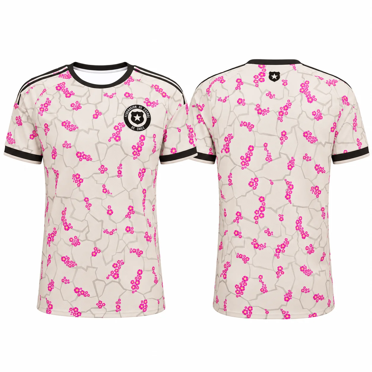 2026-27 Chile Football Jersey White Pink Graphic Soccer Shirt Men Women Kids Short Sleeve Fan Top
