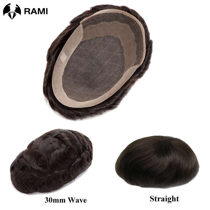 Men\'s Capillary Prothesis Natural Human Hair Wigs Men Lace PU Base Toupee Male Hair System Units Natural Hairline Wig For Man