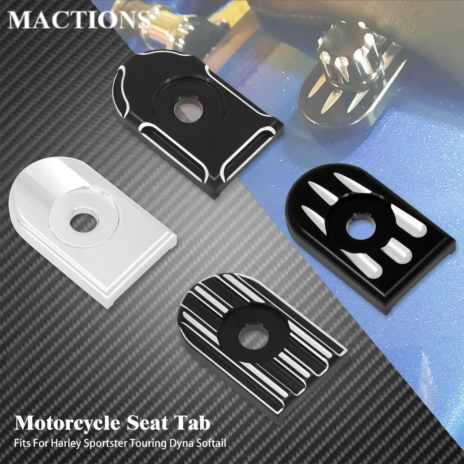 Motorcycle Black Chrome Seat Tab Screw Mount Knob Cover For Harley Dyna Softail Touring Sportster XL 883 1200 72 Fat Boy Glide