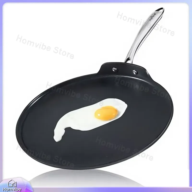 12 Inch Non Stick Crepe Pan for Pancakes Dosas Chapatis Tortillas Multi Purpose Flat Griddle Pan Dishwasher Safe Cooking Pan