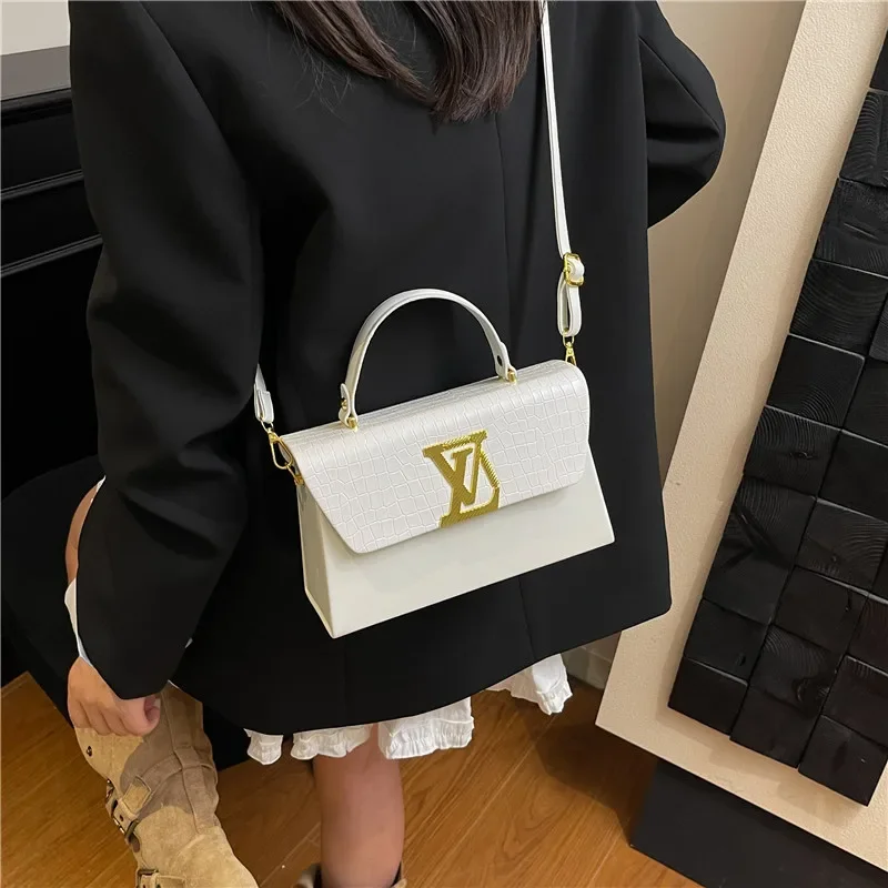 

Cross-Border Trend New Small Square Bag - Fashionable Minimalist High-End Handbag Niche Stone Pattern Shoulder Crossbody Bag