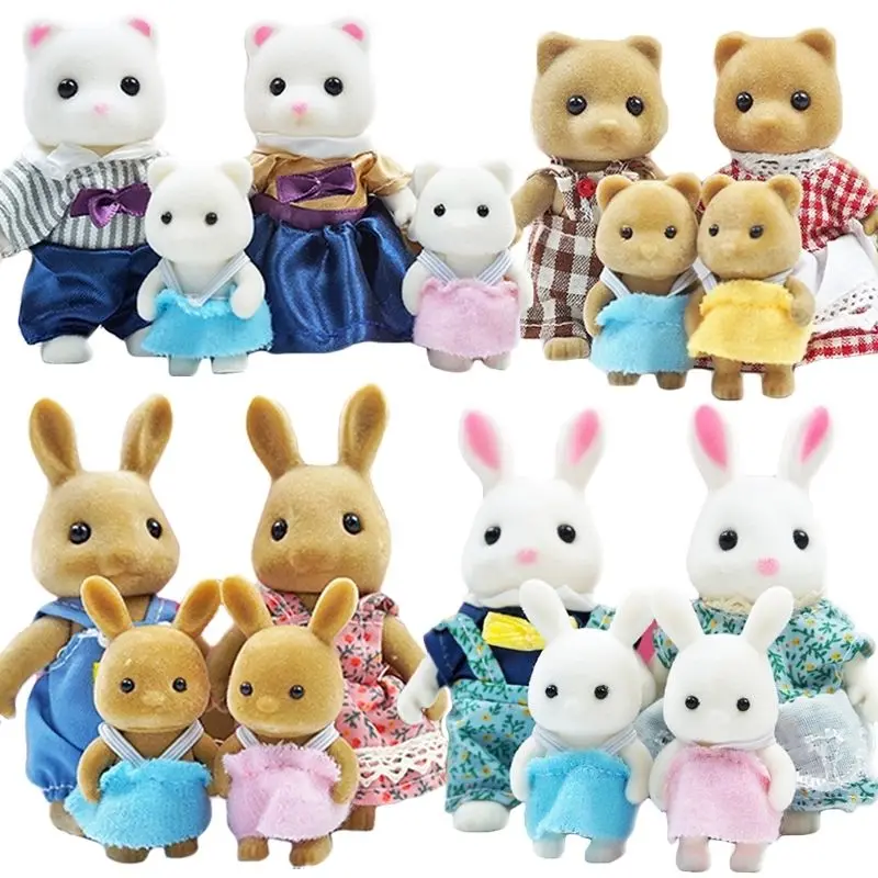 Simulation Forest Animal Family 1:12 Scale Dollhouse Bunny Reindeer Pretend Game Set Children's Christmas For Girl Birthday Gift