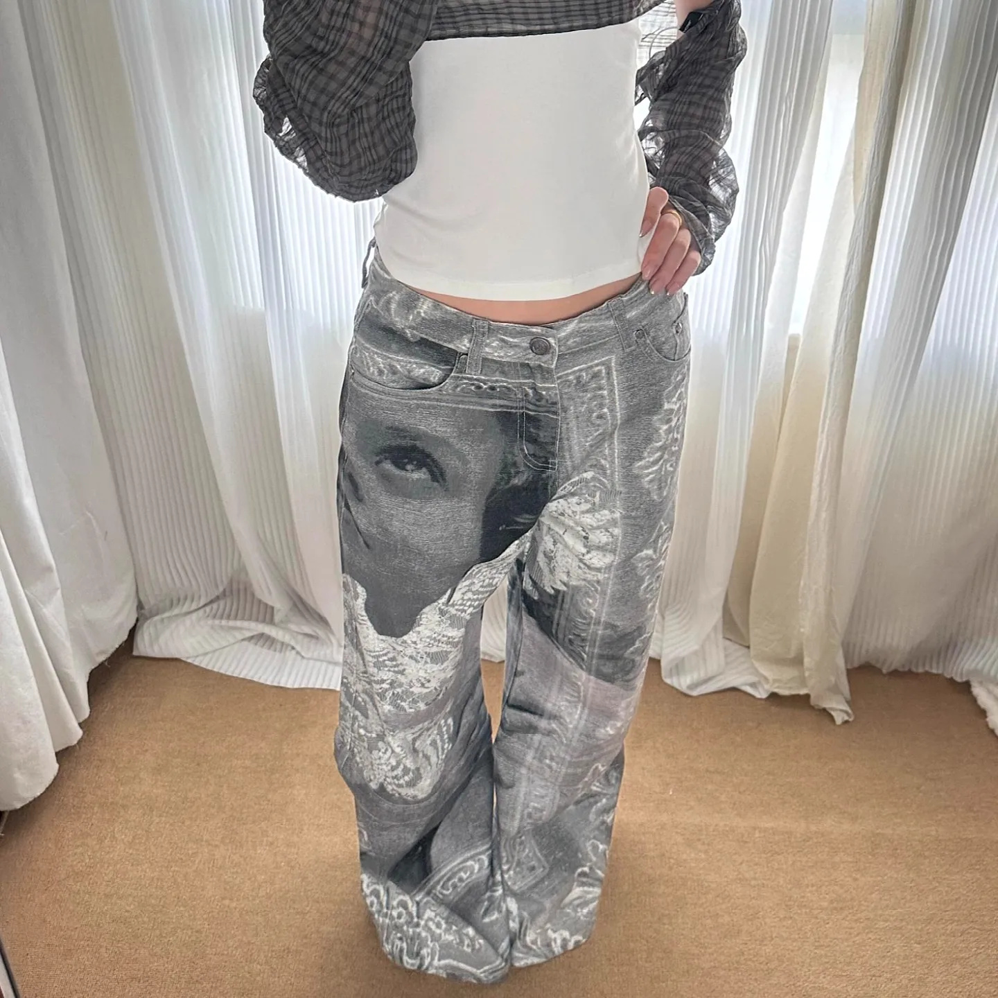 

Y2K американские мешковатые джинсы с винтажным принтом, женские широкие джинсы с высокой талией, женские модные джинсы в стиле Харадзюку в стиле хип-хоп