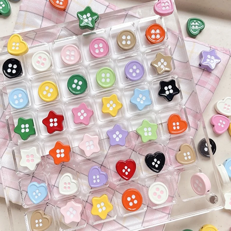 

10pcs Double-sided Star-dotted Heart-shaped Alloy Baked Paint Beaded DIY Mobile Phone Chain Bracelet Accessory Bead Material