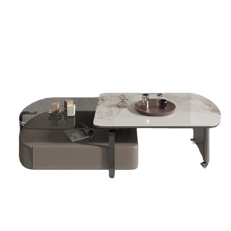 

Modern, minimalist, rotating, rock slab, coffee table, TV cabinet, combination, minimalist, light luxury