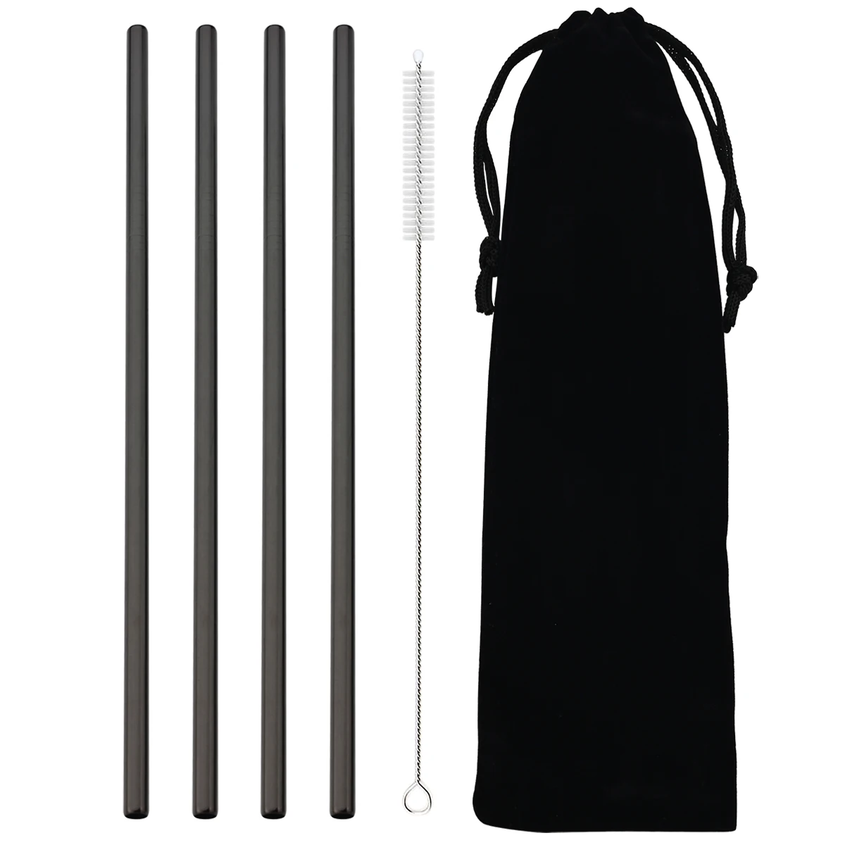 4-teiliges Edelstahl-Strohhalme-Set mit Bürstentasche, wiederverwendbarer Trinkhalm, Milchshakes, Cocktails, Kaffee, Saft, Strohhalm, Bar-Zubehör