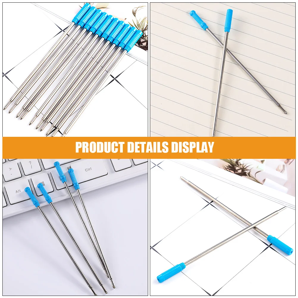 50 قطعة عبوات أقلام حبر جاف معدنية حبر أزرق كتابة سلسة طويلة الأمد عبوات أقلام حبر جاف للوازم المكتبية
