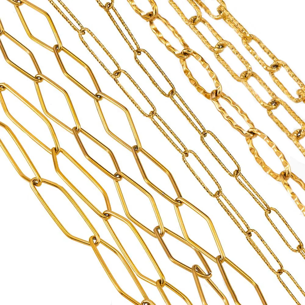 

1Meter Stainless Steel Geometry Hollow Border Chain Hip Hop Punk Gold Chain DIY Necklace Bracelet Bag Chains Material Wholesale