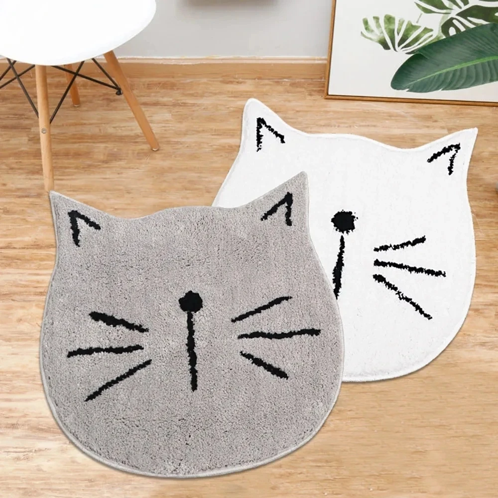 60x60CM Cartoon Cat Living Room Bedroom Small Carpet Bathroom Water-absorbent Non-slip Foot Pads Household Entrance Floor Mat