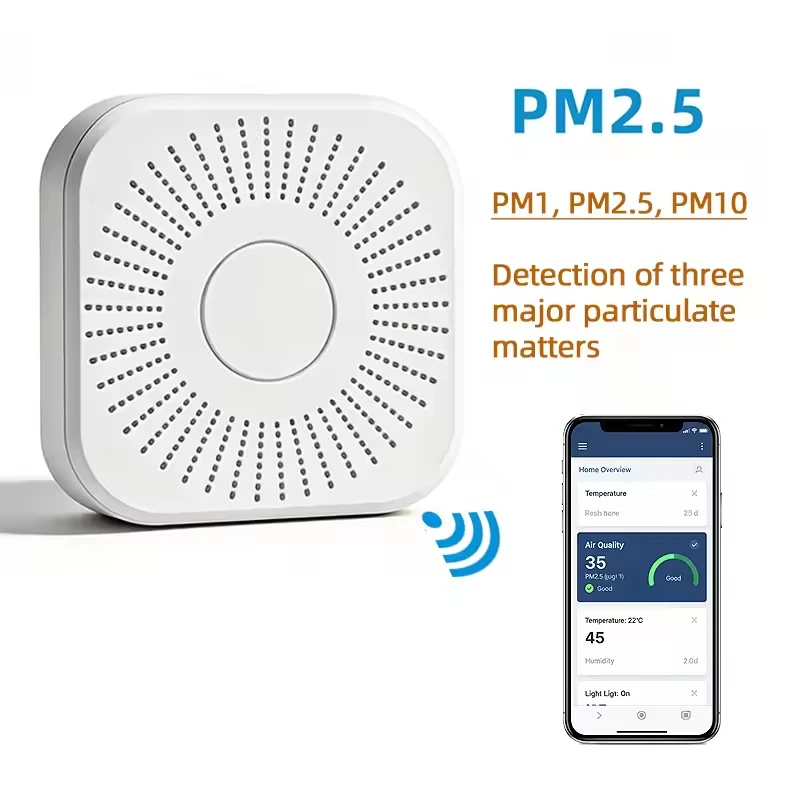 Air Quality Sensor (PM2.5, PM10, PM1), Ceiling-mounted, Compatible with HA Mobile App and RS485 Communication.