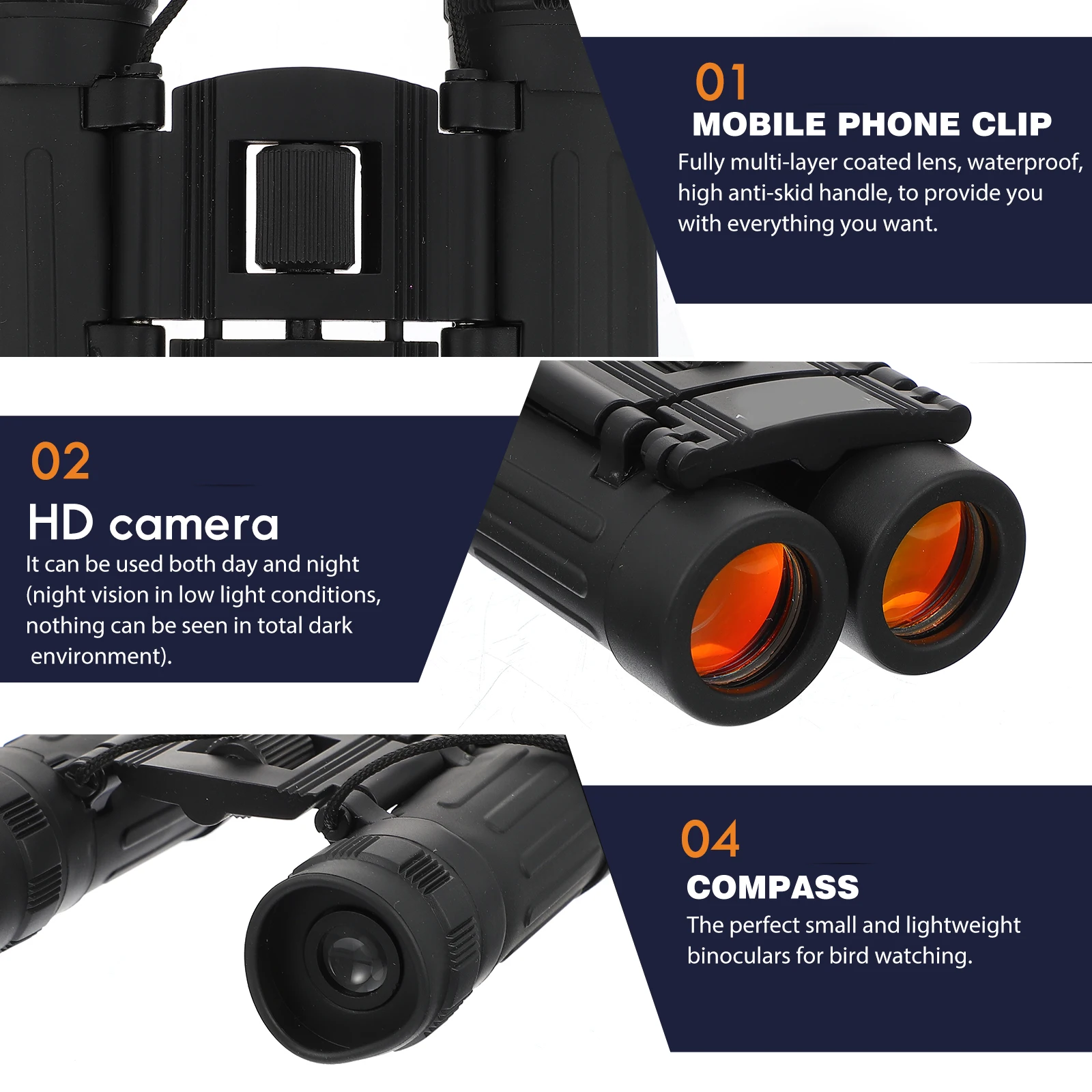 

Portable Compact For Bird Watching Lightweight Foldable Waterproof Low Light Night Vision High Hiking