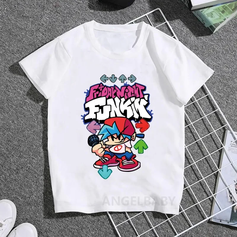 Hot Sale Friday Night Funkin Print Fashion Kids T shirt Girls Summer Tops Baby Boys Clothes Funny Children Short Sleeve T-shirt