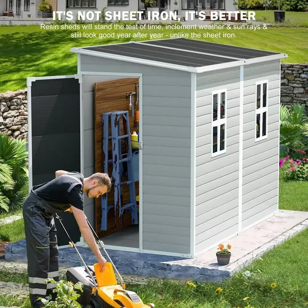 Grey Outdoor Storage Shed with Floor, Weather-resistant for Backyard, Patio, Poolside, and Bike Storage