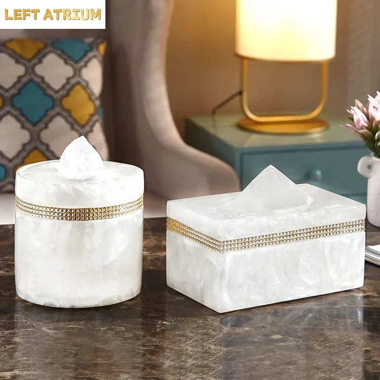 Luxury Nordic Rhinestone Bathroom Tissue Boxes Makeup Remote Control Sorage /Cotton Swab/Toothpick Holder/ Bathing Accesso