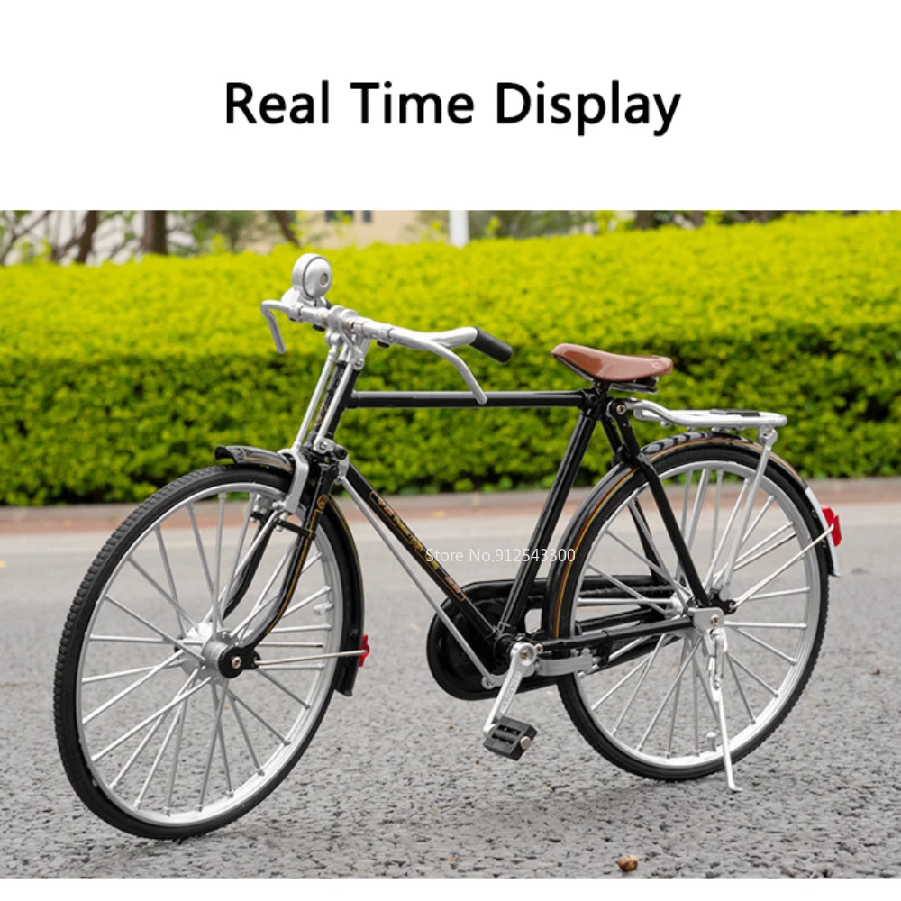 1/6 Scale 28 Big Bar Model Car Toy Alloy Retro Style Bicycles Movable Handbrake Rubber Tires Diecast Decoration Toys for Boys