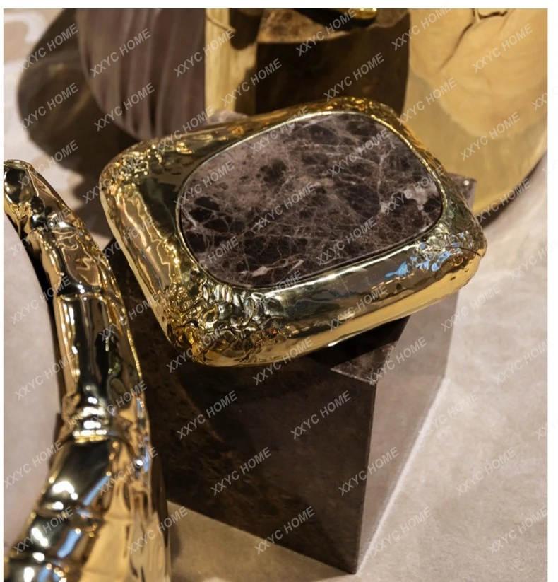 JJNatural Marble Coffee Table Light Luxury High Artistic Sense Square Living Room Home Fashion