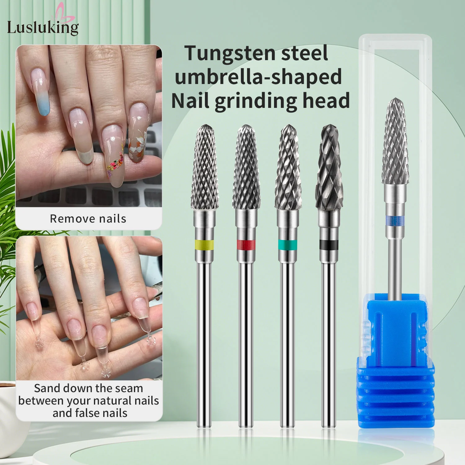 전동 드릴용 텅스텐 카바이드 네일 드릴 비트 5개, 3/32인치 샹크 밀링 커터, 네일 드릴 액세서리 비트, 젤 제거용
