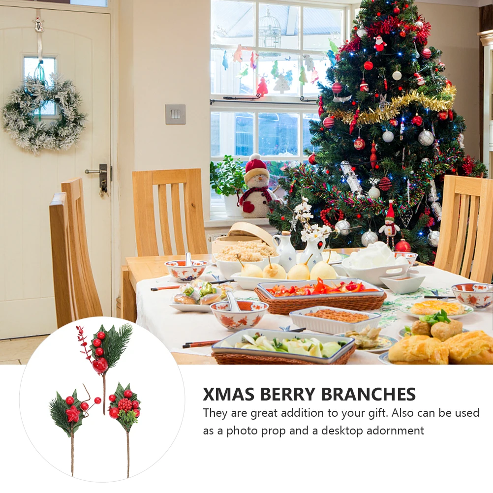 

Simulation Berry Bouquet Stems Artificial Berries Christmas Holly Garland Decoration Branches Spray