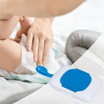 휴대용 젖은 아기 티슈 케이스, 아기 파우치, 거치대 나가는 입 및 손 닦는 상자, 여행 