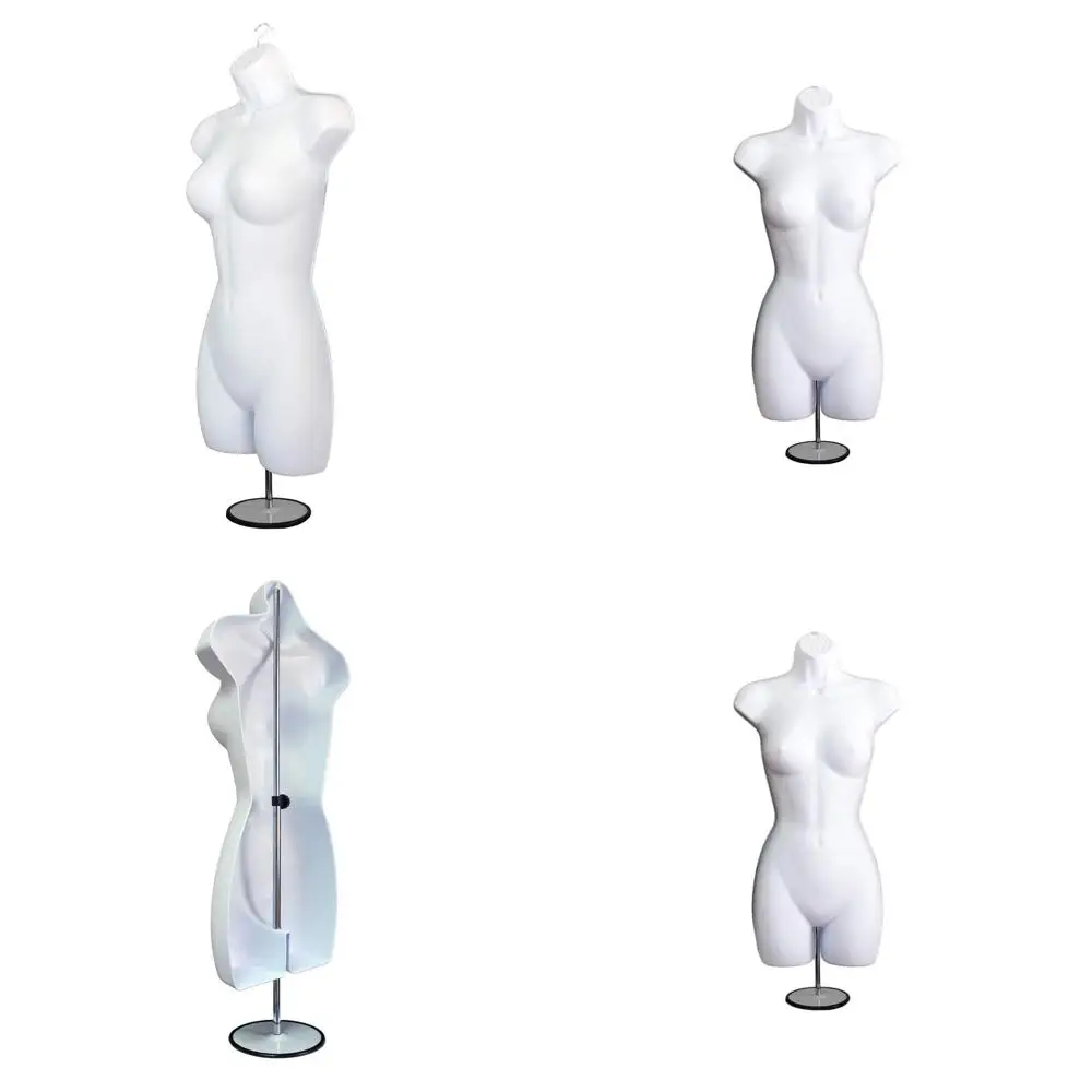 

Манекен женский белый, размер S-M, с металлической подставкой и крючком для подвешивания