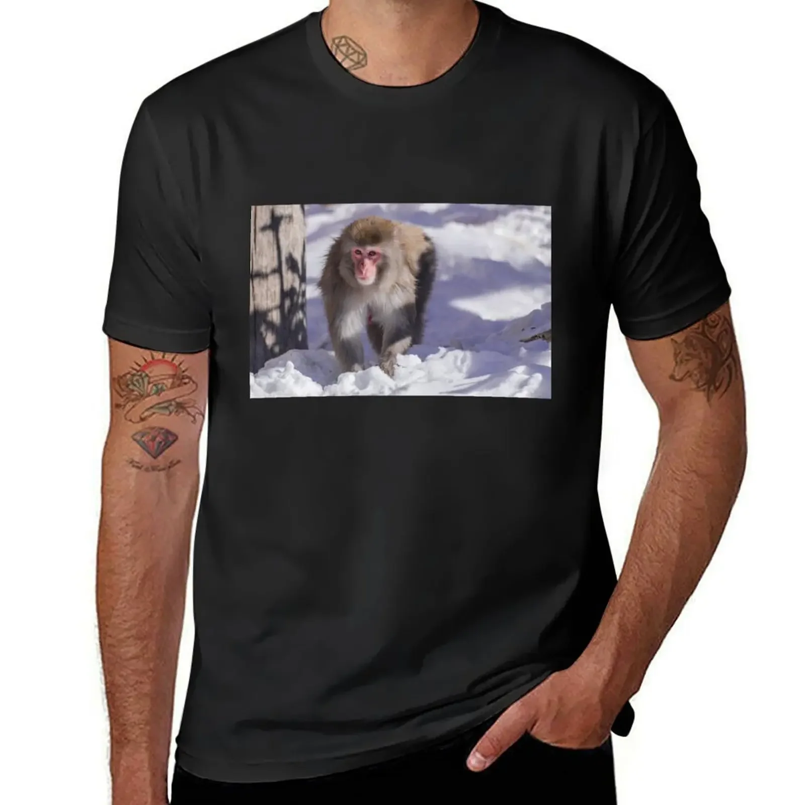 Japanese macaque T-Shirt animal prinfor boys summer clothes funny t shirts for men