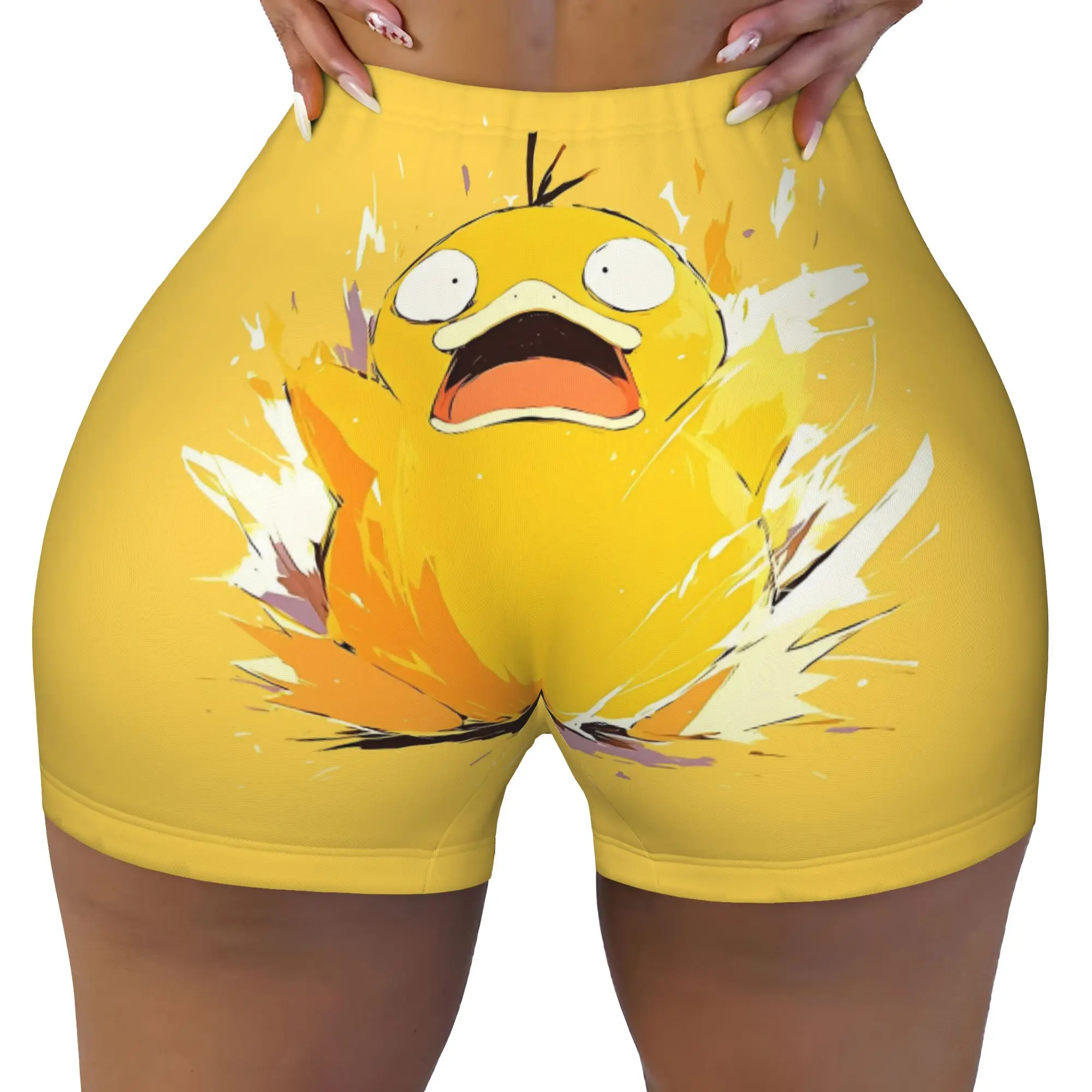 Custom P-Psyducks Running Volleyball Gym Shorts Women's Duck Anime Athletic Workout Yoga Shorts