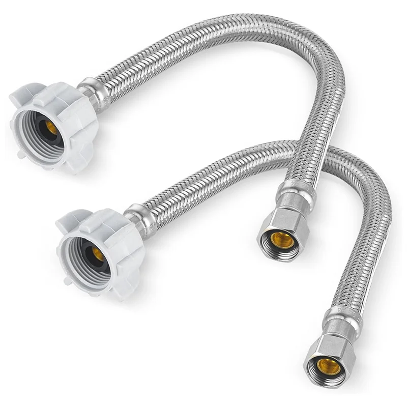 A74E-12-In 編組 Toliet ホース、3/8 インチ Comp X 7/8 インチボールコック、トイレホース交換用ステンレス鋼給水ライン