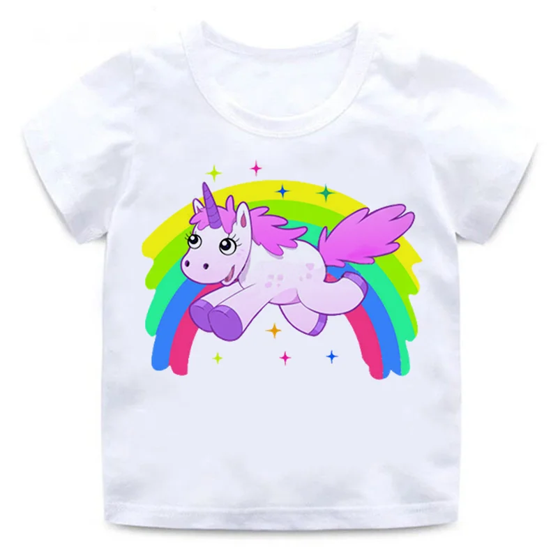 Summer Cartoon Printed Kids Funny T-Shirts Cute Girls Clothes Baby Boys1-8 YearCasual T Shirt Summer White Children Tops