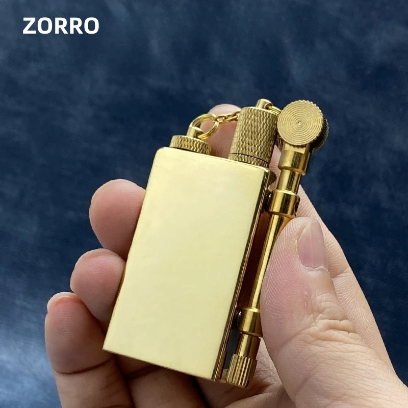 ZORRO Brass Unusual Kerosene Lighter Retro Large Capacity Oil Tank Classic Grinding Wheel Ignition Outdoor Waterproof Lighters