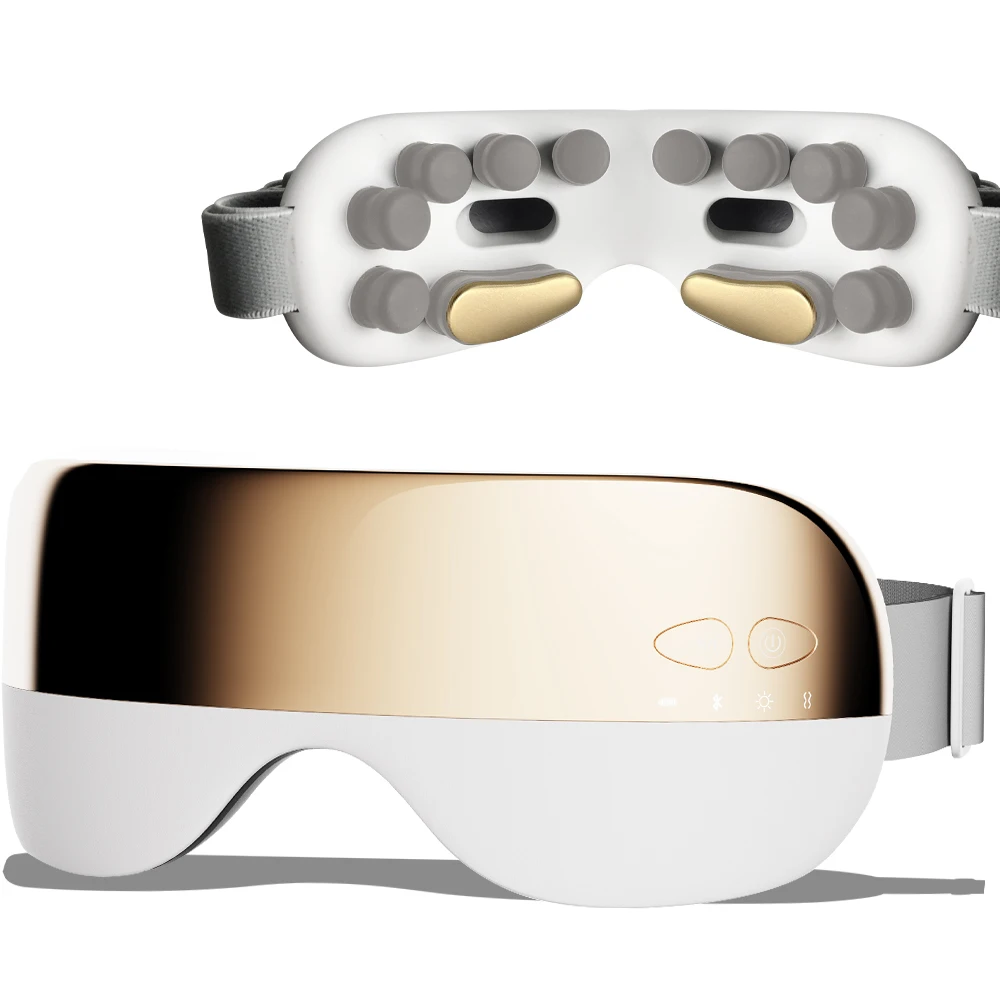 Heated Eye Massager, Bluetooth Kneading Eye Device with Music and Vision Window, Vibration Massager for Migraine Relief
