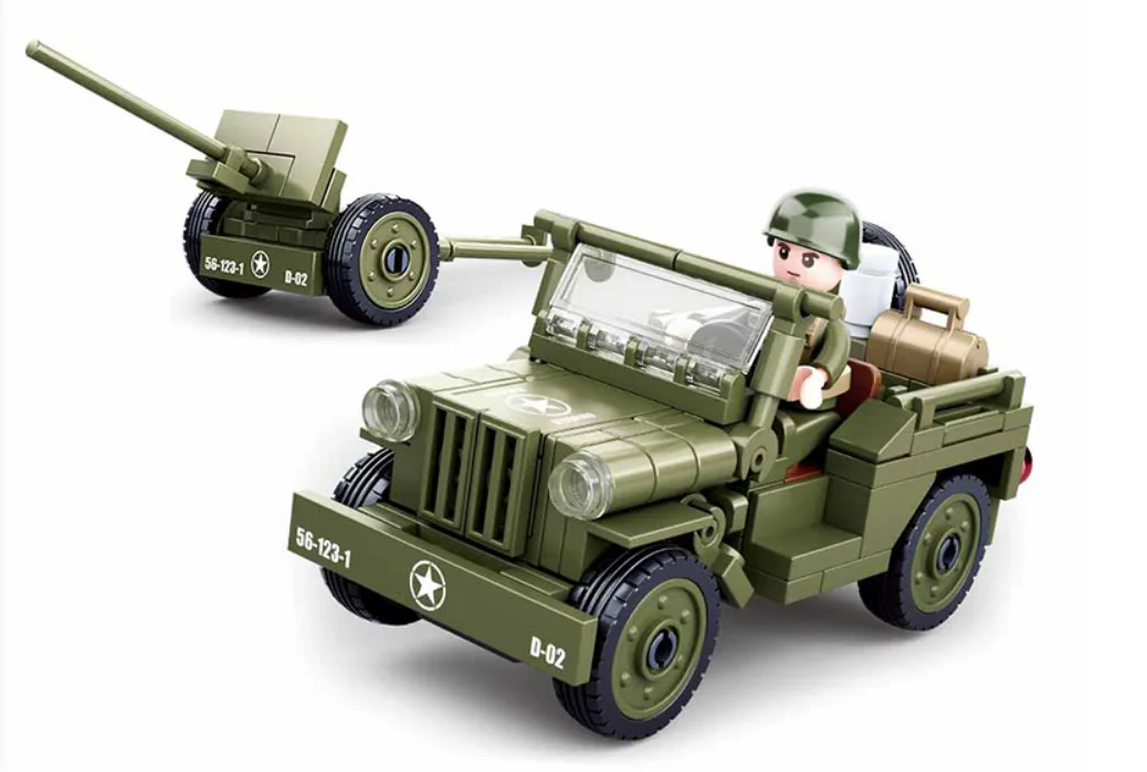 Military Patrol Vehicle Land Force Normandy Landing Weapon Building Blocks WW2 Army Soldiers Brinquedos Bricks Classic Kids Toys