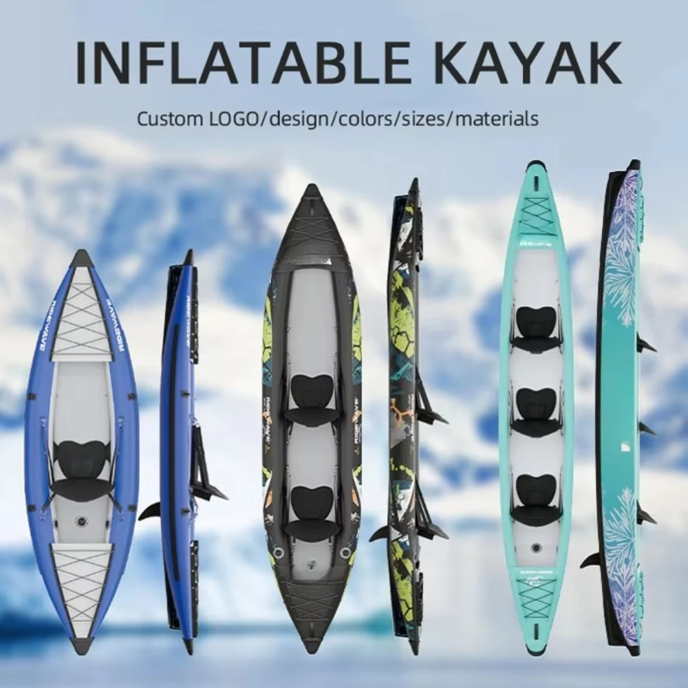 Customized Color PVC with Drop Stitch Floor Wholesale 1 2 3 Person Versatile Water Sports Inflatable Boat Inflatable Kayak