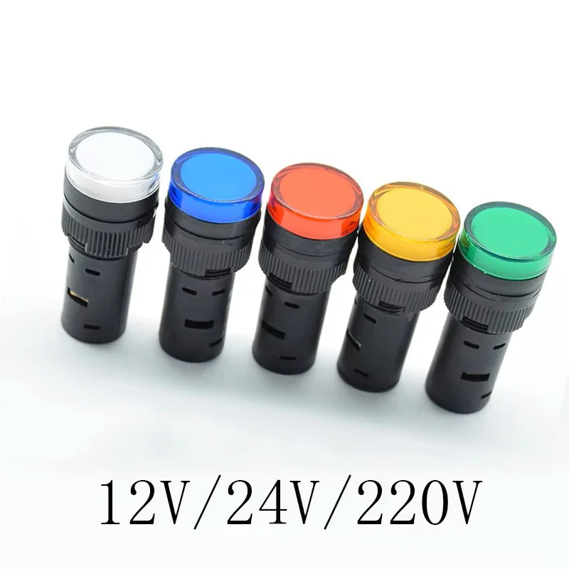 

1pc 16mm 12V 24V 220V LED light Signal Lamp signal led Indicator light blue green red white yellow pilot lamp