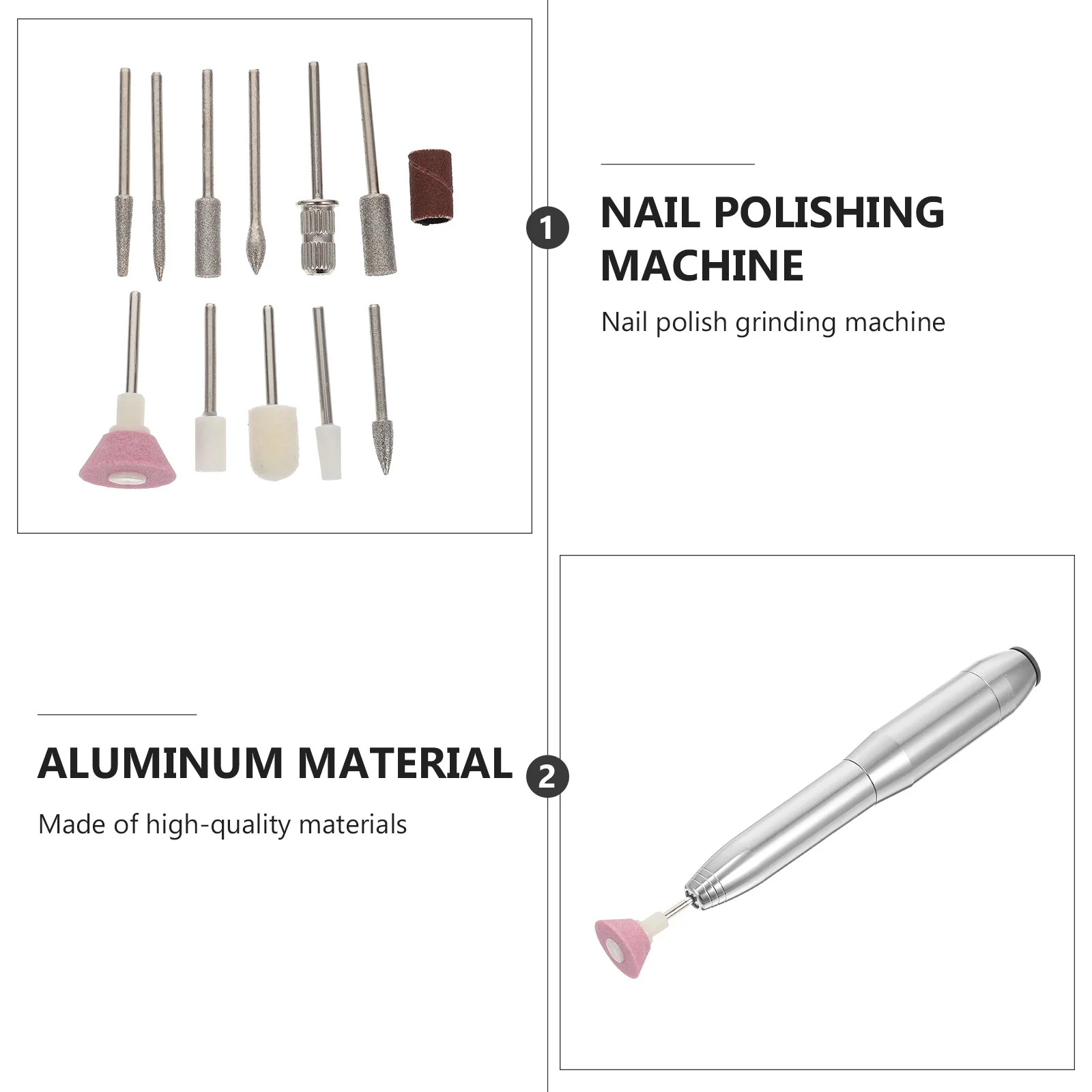 1 set portatile kit macchina per smalto elettrico manicure trapano levigatrice smerigliatrice wireless strumenti argento lime accessori teste