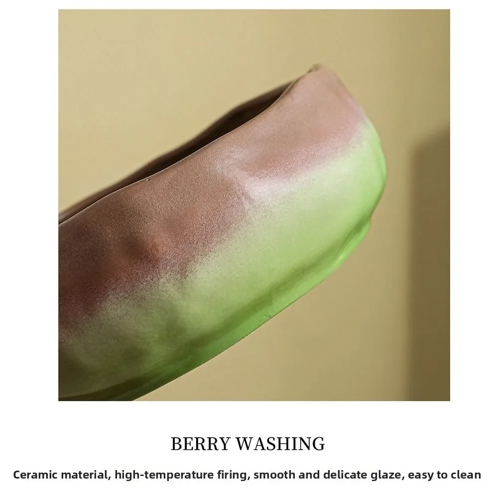 Self-Spinning Ceramic Berry Colander Bowl Easy-clean Drainage Hole Fruit Cleaning Strainer Multifunctional Decorative