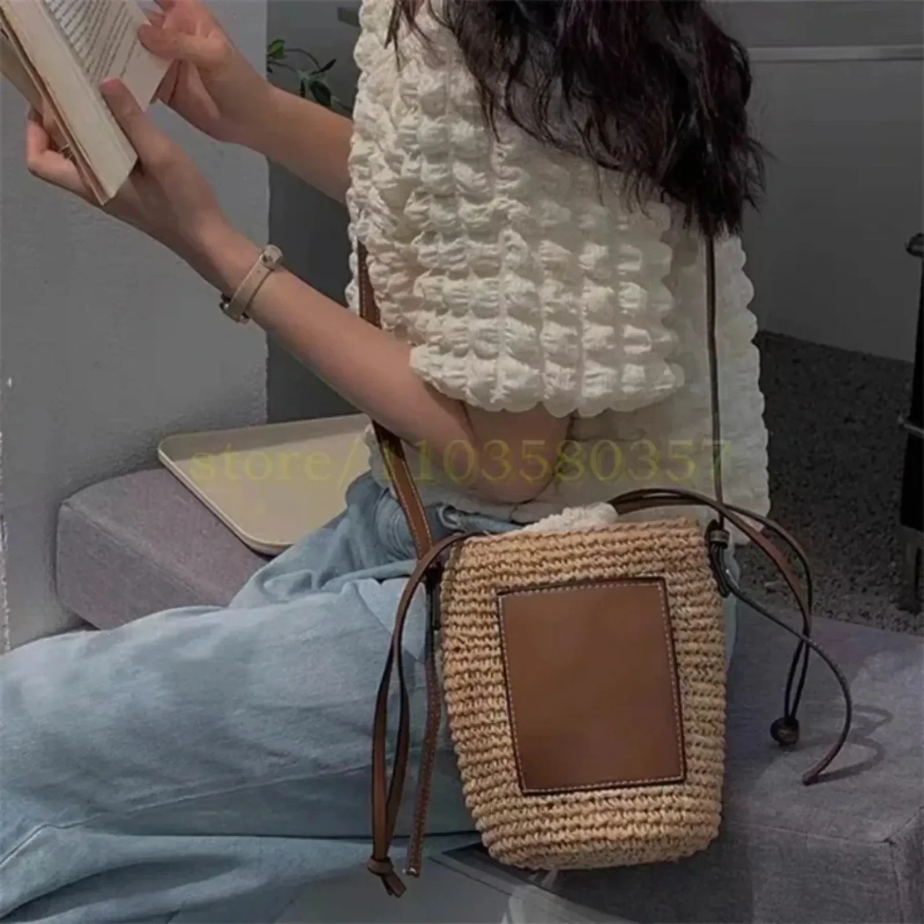 Mini bolso de paja para mujer, cartera suave de diseño, ideal para playa, vacaciones, viaje al aire libre, novedad