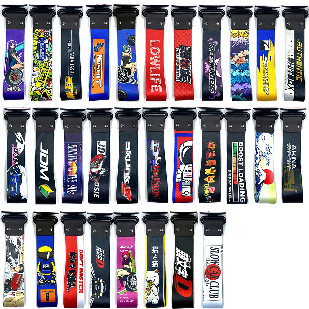 

JDM Racing Style Tow Strap Universal Race Towing Bars Stickers Car Trailer Ropes Hook for SKUNK2 NOS Hokkaido Initial D Tow Bars