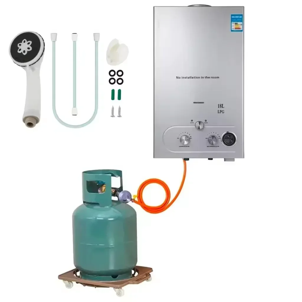 Factory Sale LPG Propane Gas Tankless Water Heater 18L Outdoor Camping Instant Bath  Hot Water Heater Boiler Car Truck Tent