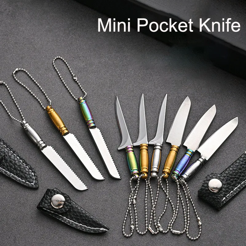 Acrylic Handle Mini Saw Outdoor Camping Unboxing EDC Knife Pocket Portable Stainless Steel Keychain Fixed Blade Knife For Men