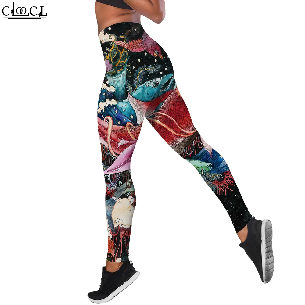 

CLOOCL Ukiyo-e Women Legging Carp Animal Genre Painting 3D Print Trousers Exercise Shaping High Waist Stretch Fitness Leggings