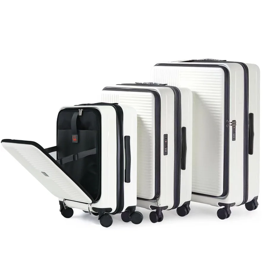 

Luggage with front opening TSA approved lock hardshell suitcase White
