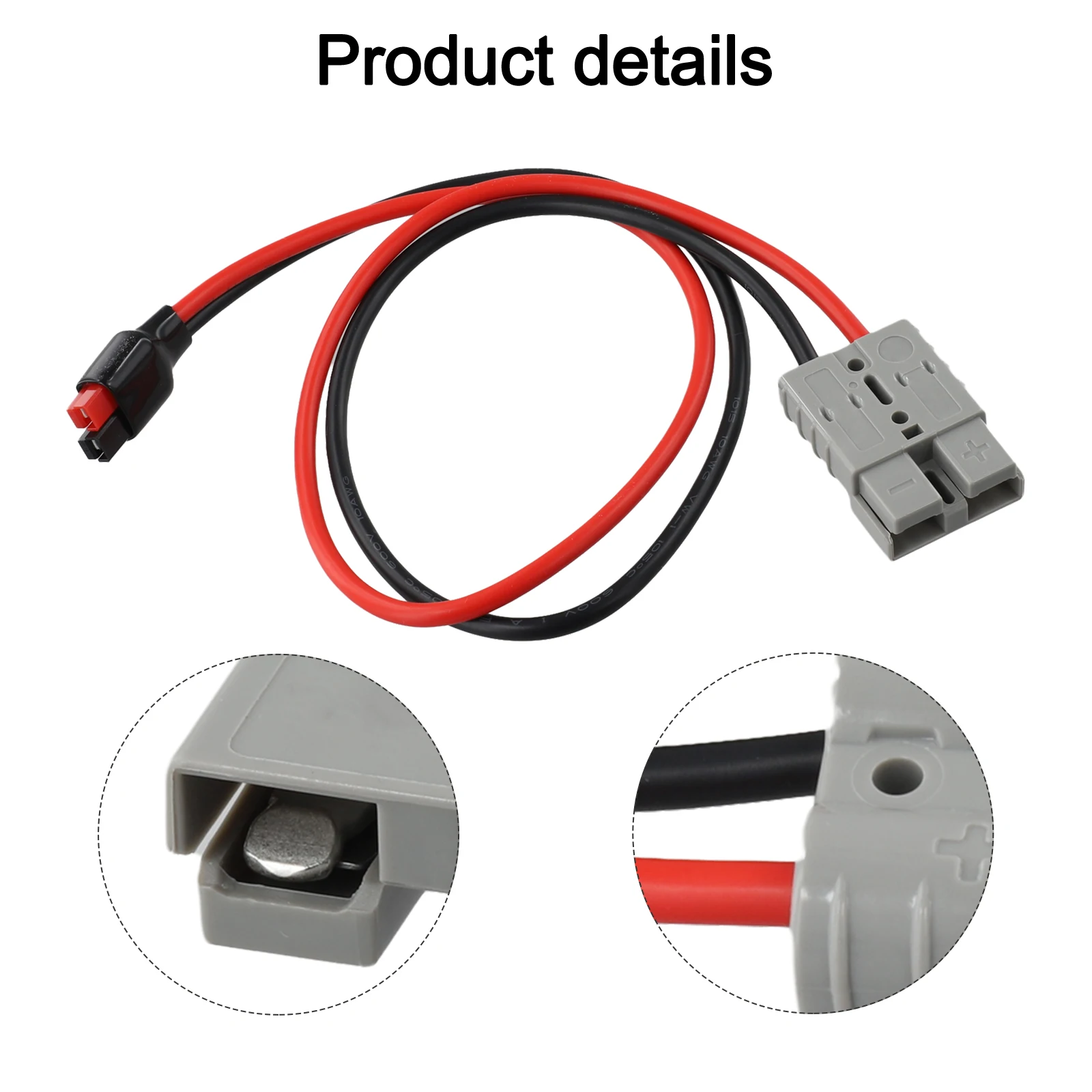 UL94 V0 Flame Retardant 10AWG Battery Extension Cable 60cm with Silver Plated Copper Connectors for 45A to 50A Power Transfer