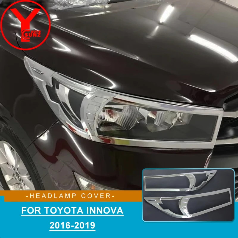 

Head Light Cover For Toyota Innova 2016 2017 2018 2019 ABS Car Body Parts Auto Front Light Cover Black Exterior Front Lamp Hoods
