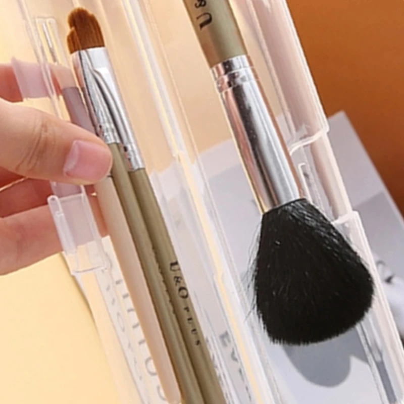 

Transparent Makeup Brush Storage Box Dust-proof Plastic Make Up Brushes Organizer Lightweight Tableware Container Beauty Tools