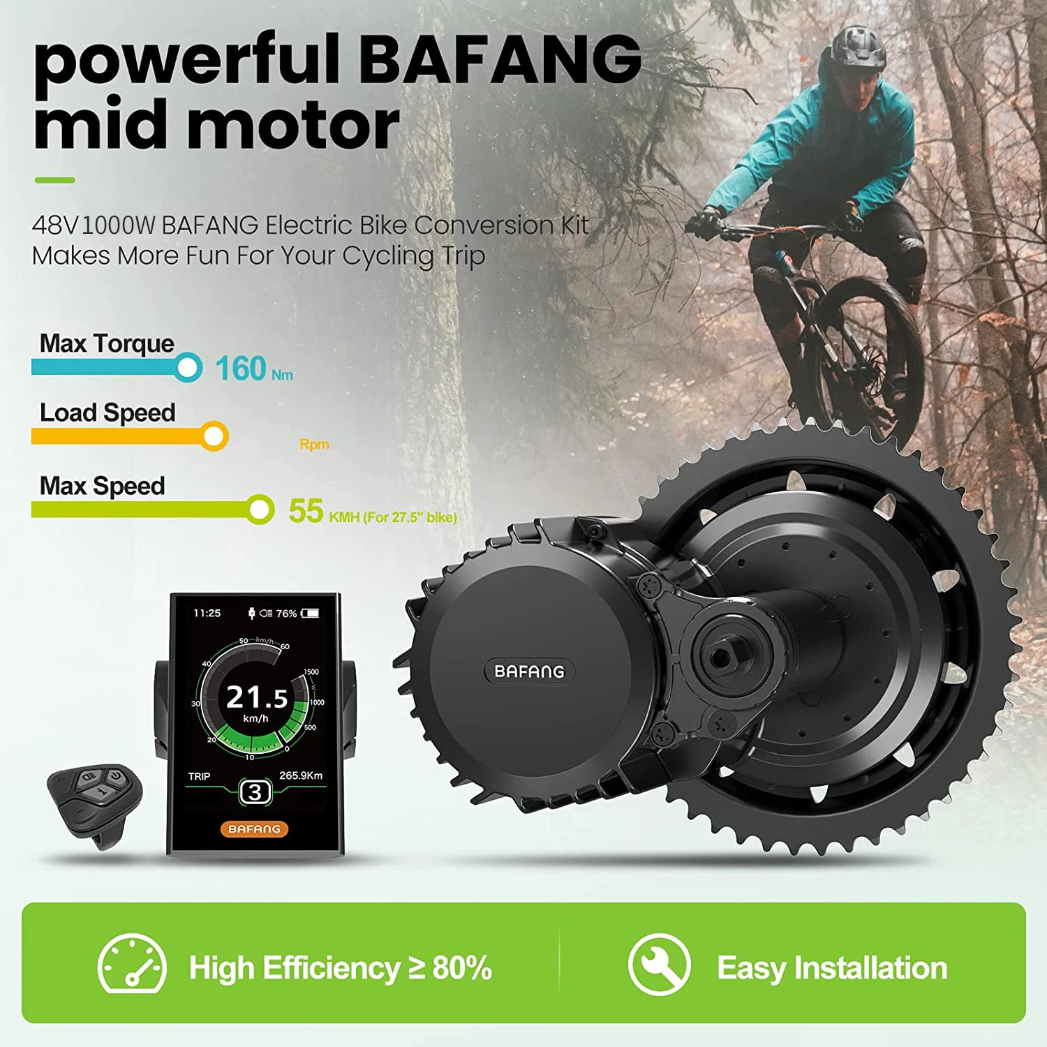 Bafang G320 48V 52V 1000W BBSHD Mid Drive Motor Conversie Kits met Geïntegreerde Controller BB 68mm 100mm 120mm voor Ebike