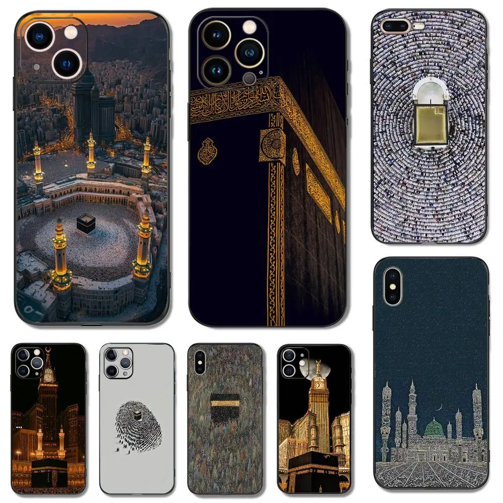 

holy mosque mecca Phone Case For iPhone 16,15,14,13,12,11,Pro,X,XS,Max,XR,Plus,Mini Soft Silicone Black Shockproof