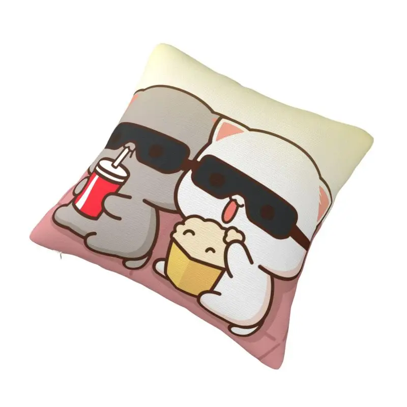 Custom Peach And Goma Mochi Cat Pillow Case 45x45cm Luxury Cushion Cover Soft Pillowcase