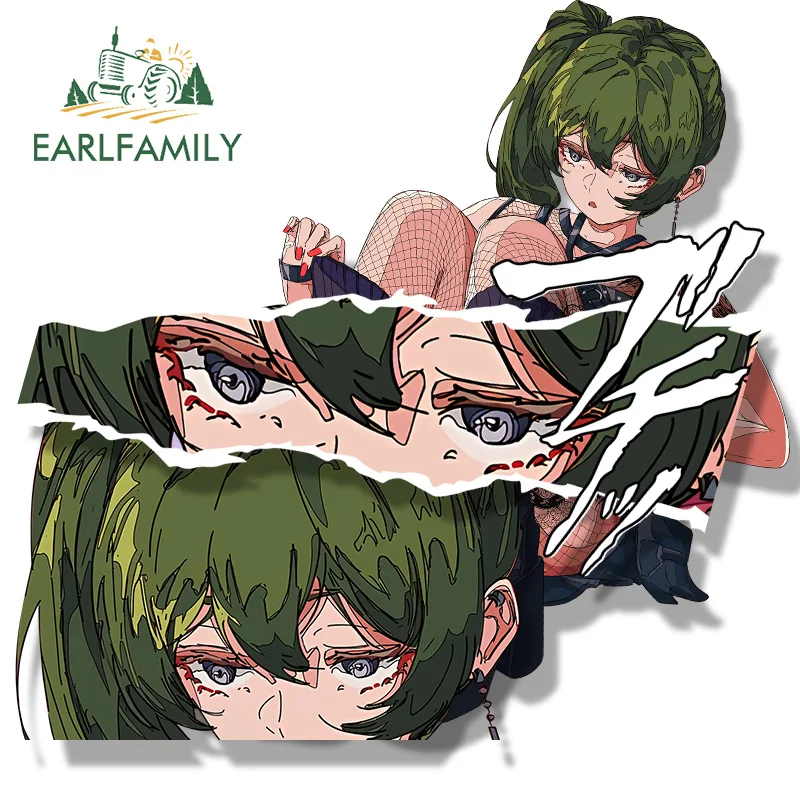 EARLFAMILY Tattoo Girl Ubel Fanart Car Sticker Hot Anime Chibi Big Head Decal Punk Waifu Stickers Graffiti Peeker Car Styling