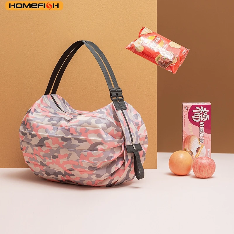 Large Foldable Shopping Bag Reusable Eco Bag Grocery Package Beach Toy Storage Bags Shoulder Cat Lemon Printing Pouch T, image 6
